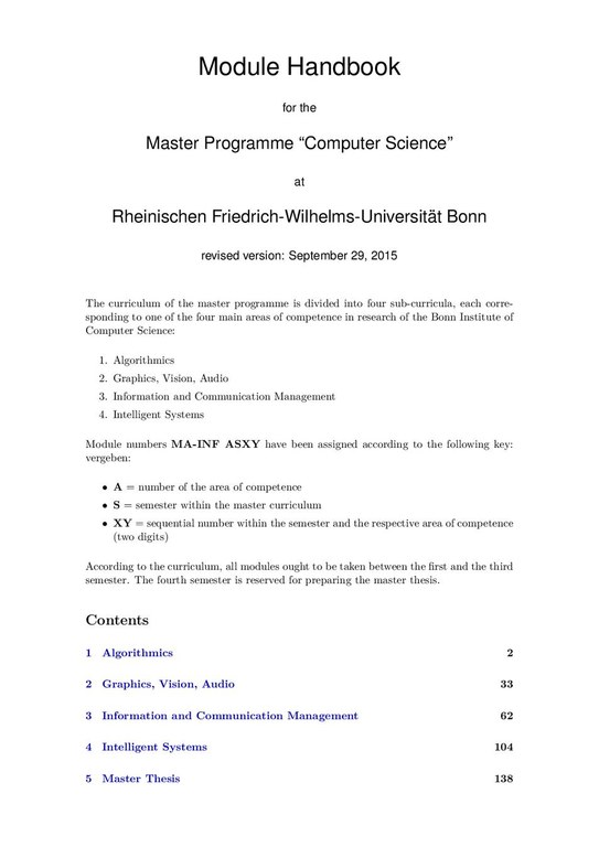 Modulhandbuch Master Computer Science WiSe 2015/2016