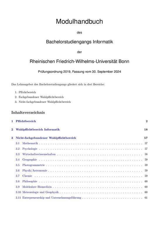 Modulhandbuch Bachelor Informatik WiSe 2024/2025