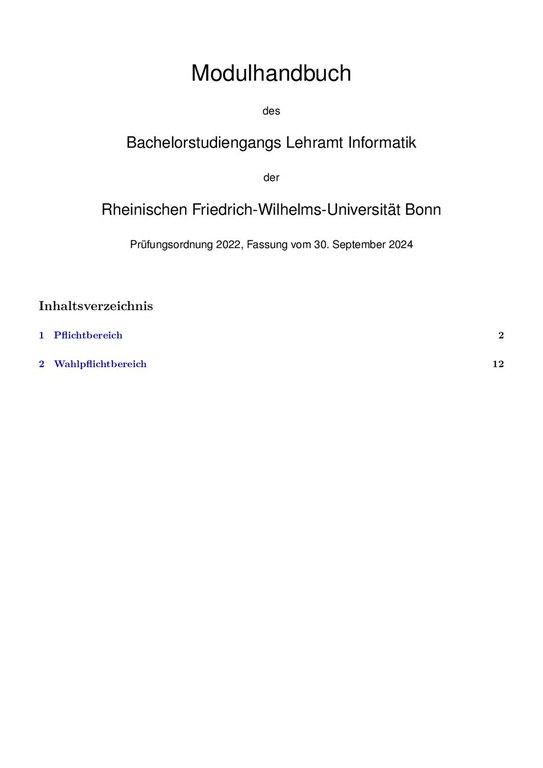 Modulhandbuch Bachelor Lehramt Informatik WiSe 2024/2025