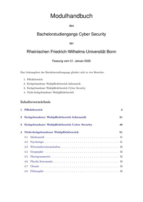 Modulhandbuch Bachelor Cyber Security WiSe 2019/2020