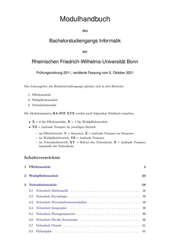 Modulhandbuch Bachelor Informatik PO 2011 WiSe 2021/2022