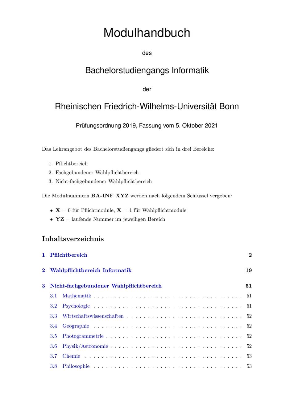 Modulhandbuch Sonderpädagogik Uni Köln Modulhandbuch Bachelor Informatik PO 2019 WiSe 2021/2022 — Institut für