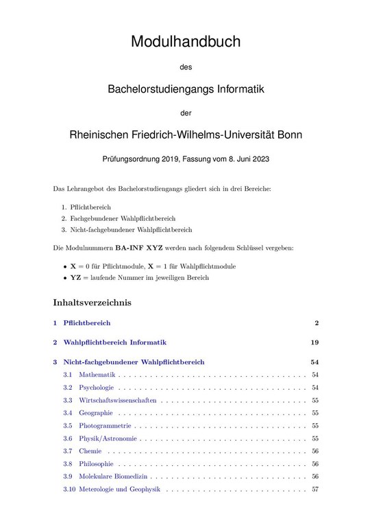 Modulhandboch Bachelor Informatik PO 2019 SoSe 2023