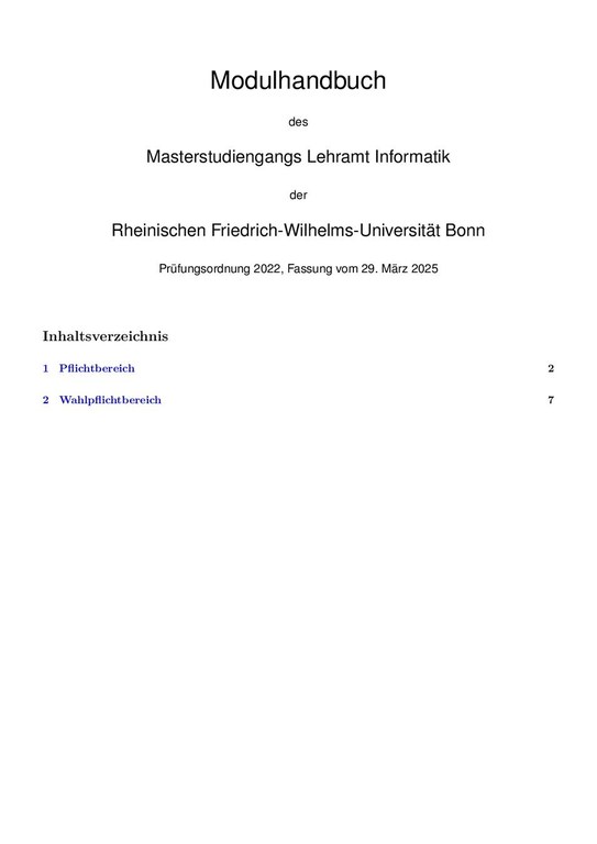 Modulhandbuch Master Lehramt Informatik SoSe2025