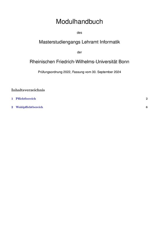 Modulhandbuch Master Lehramt Informatik WiSe 2024/2025