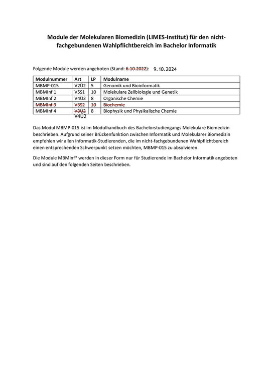 Molekulare Biomedizin für Informatiker Molekulare Biomedizin für Informatiker