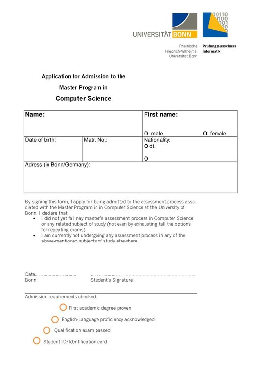 registration Master's programme