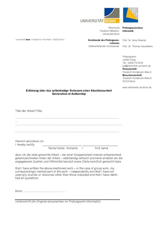 thesis authorship declaration