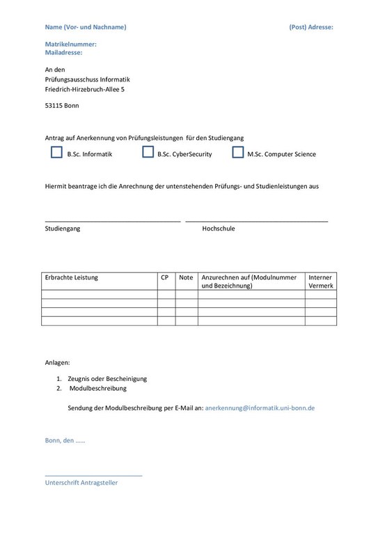 Anerkennungsantrag