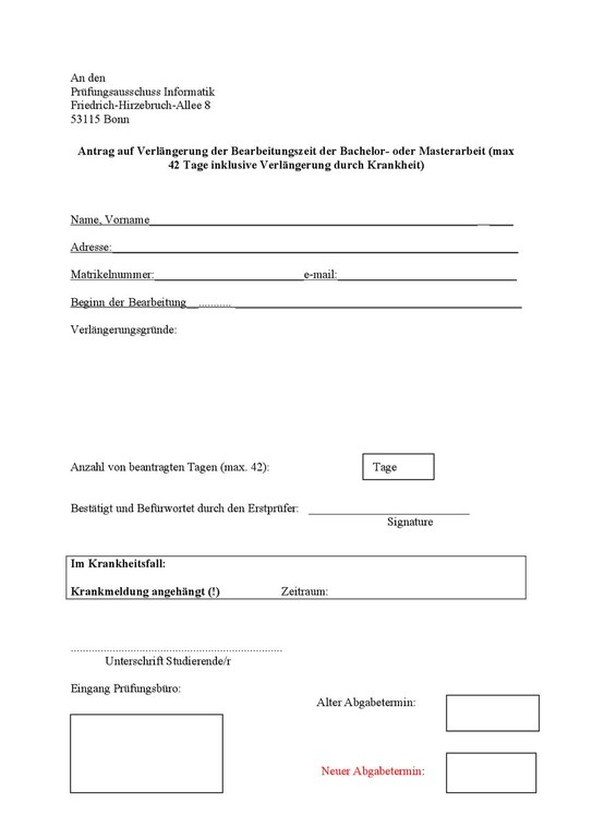 Verlängerungsantrag