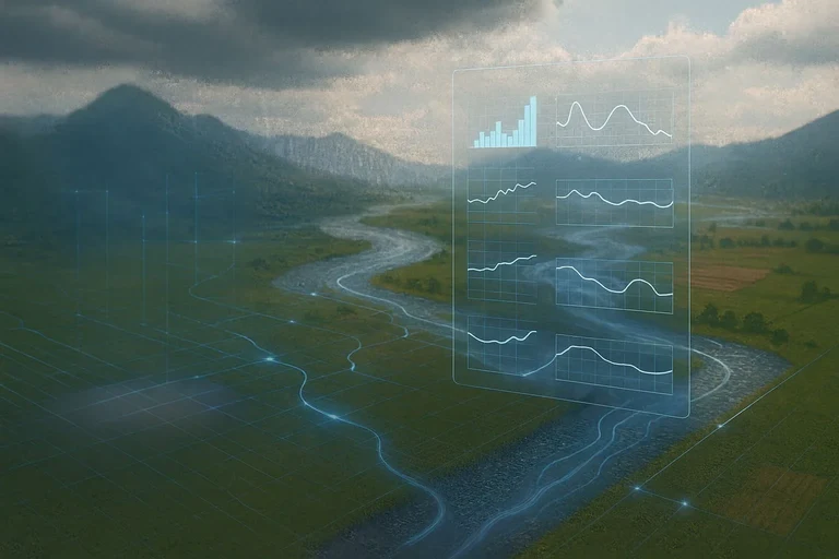 Artificial intelligence in river modeling: - The RiverMamba project uses deep learning methods to study flood patterns.