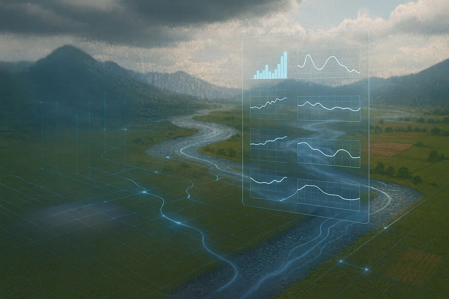 Artificial intelligence in river modeling: - The RiverMamba project uses deep learning methods to study flood patterns.